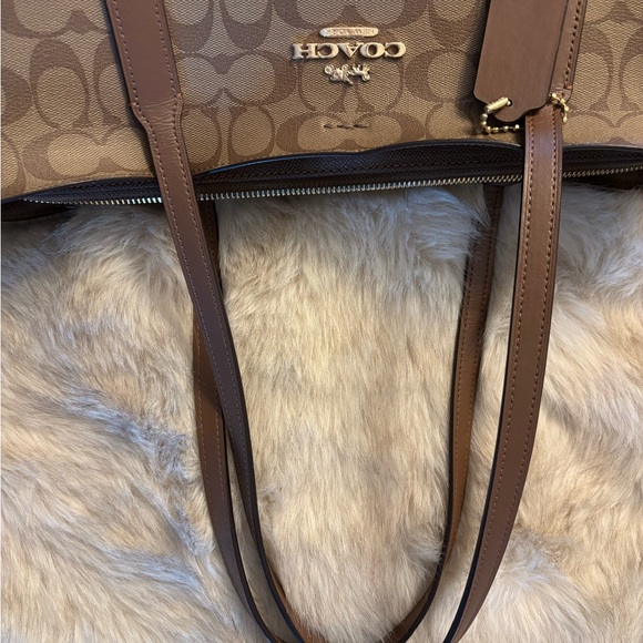 Coach Tan and Brown Signature Tote - Picture 2 of 8